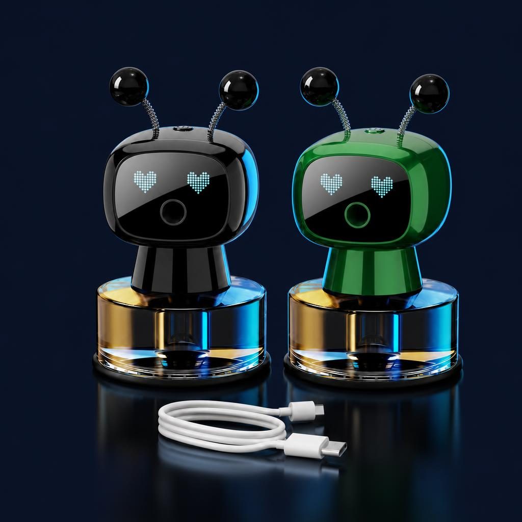 Robots ambientadores negro y verde con cable USB-C