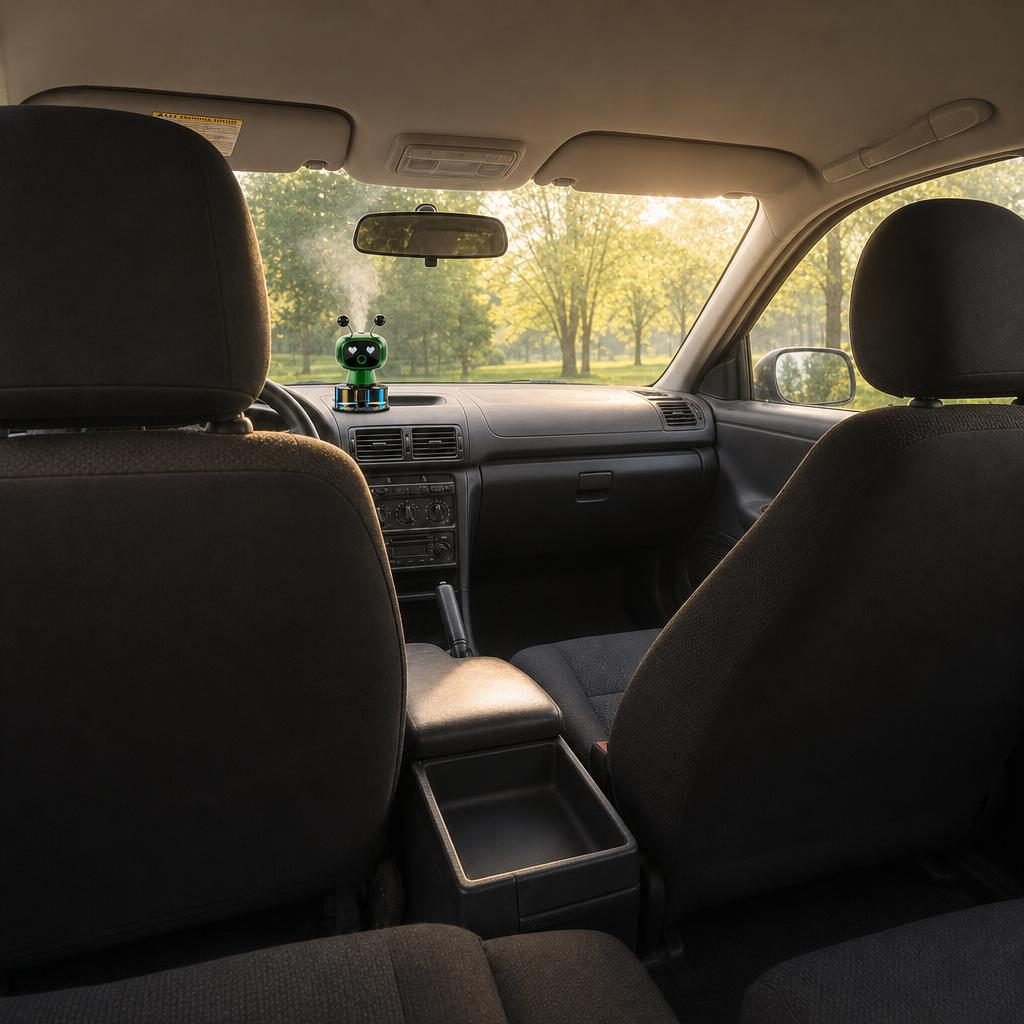 Coche limpio y perfumado con el robot ambientador